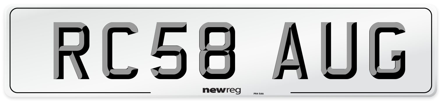 RC58 AUG Number Plate from New Reg
